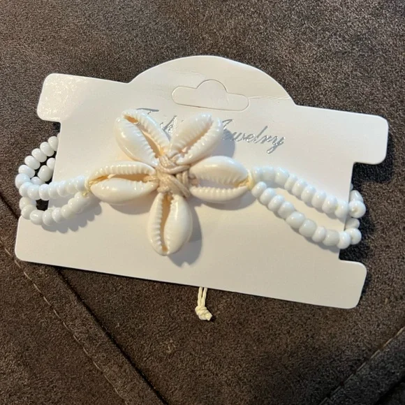 White Shell Beaded Anklet - Picture 1 of 3